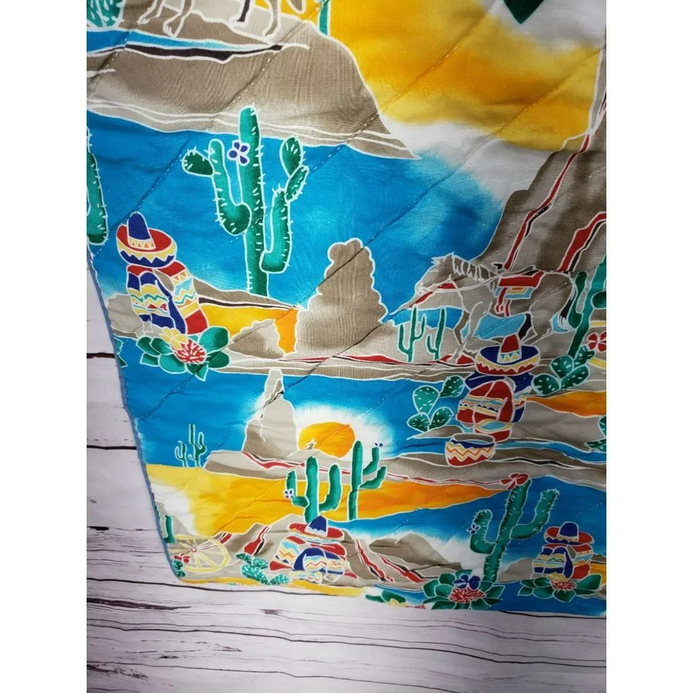 South Western Mexican Lap Baby‎ Blanket Blue Southwestern Quilt Vintage Boho